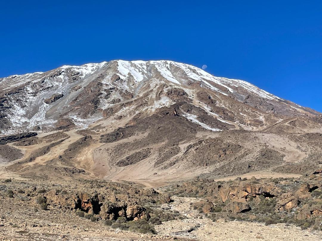 Hikers approaching Kilimanjaro
